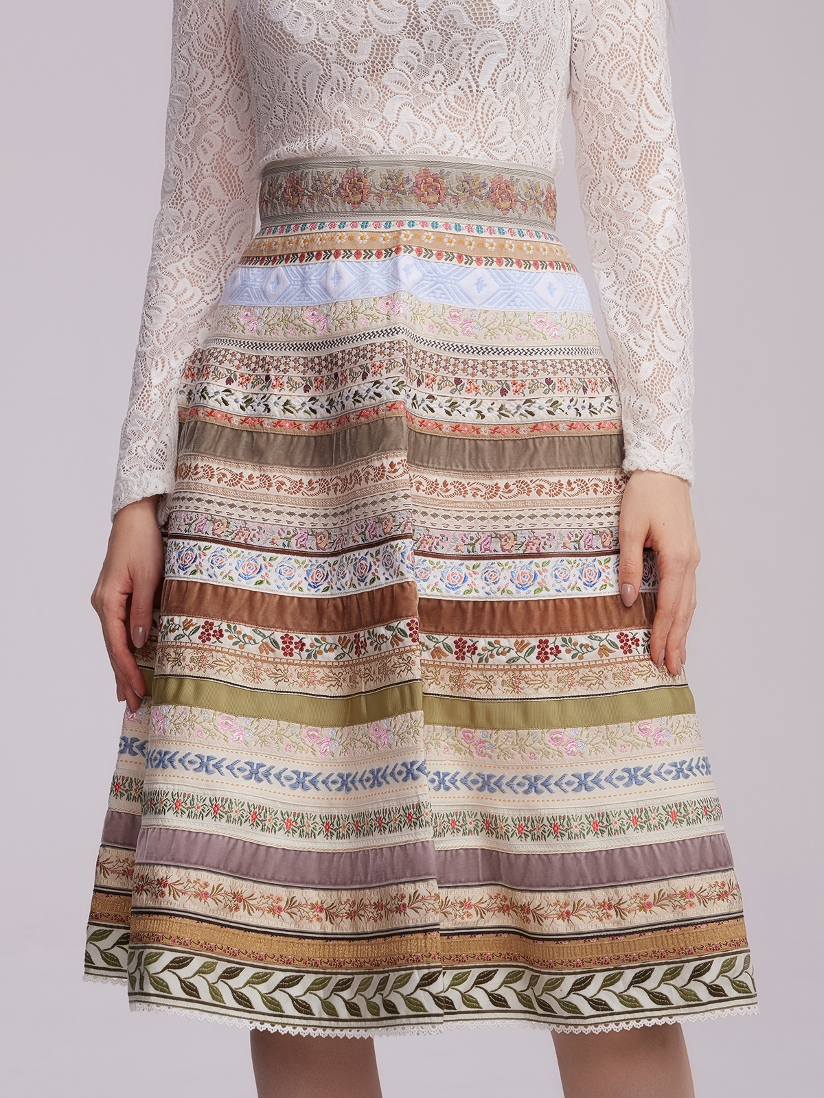 Dirndlbluse Langarm in Beige