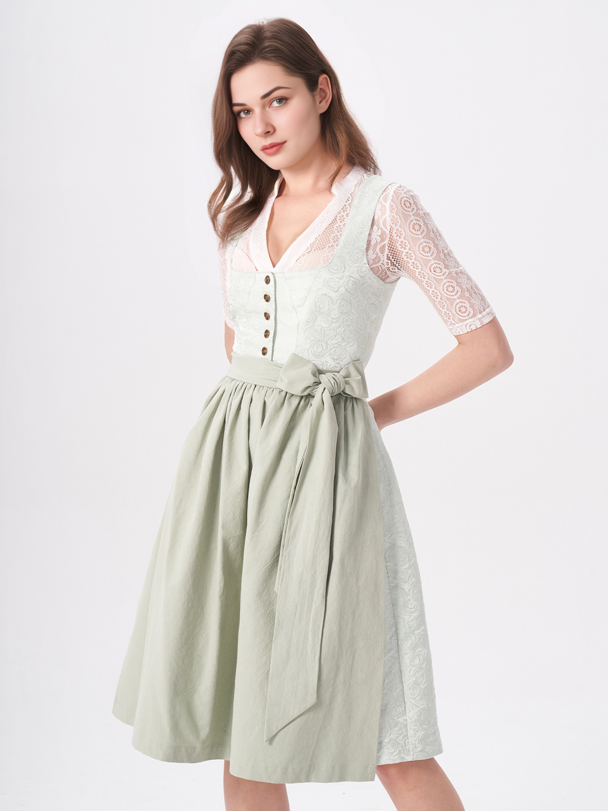 Moderne dunkelgrüne Dirndl mit schlanker Silhouette