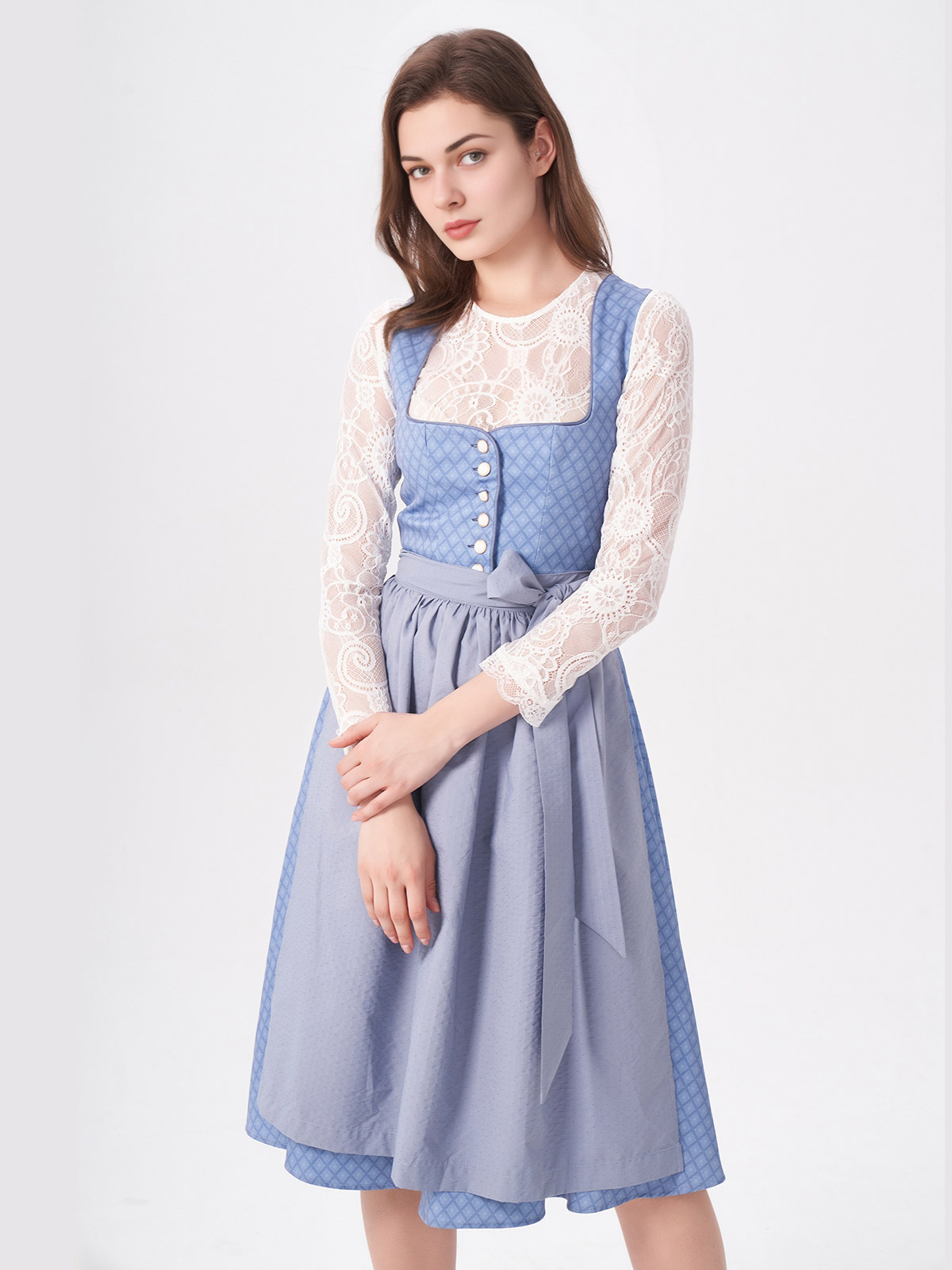 Modernes Dirndl in Blau mit kurzen Ärmeln
