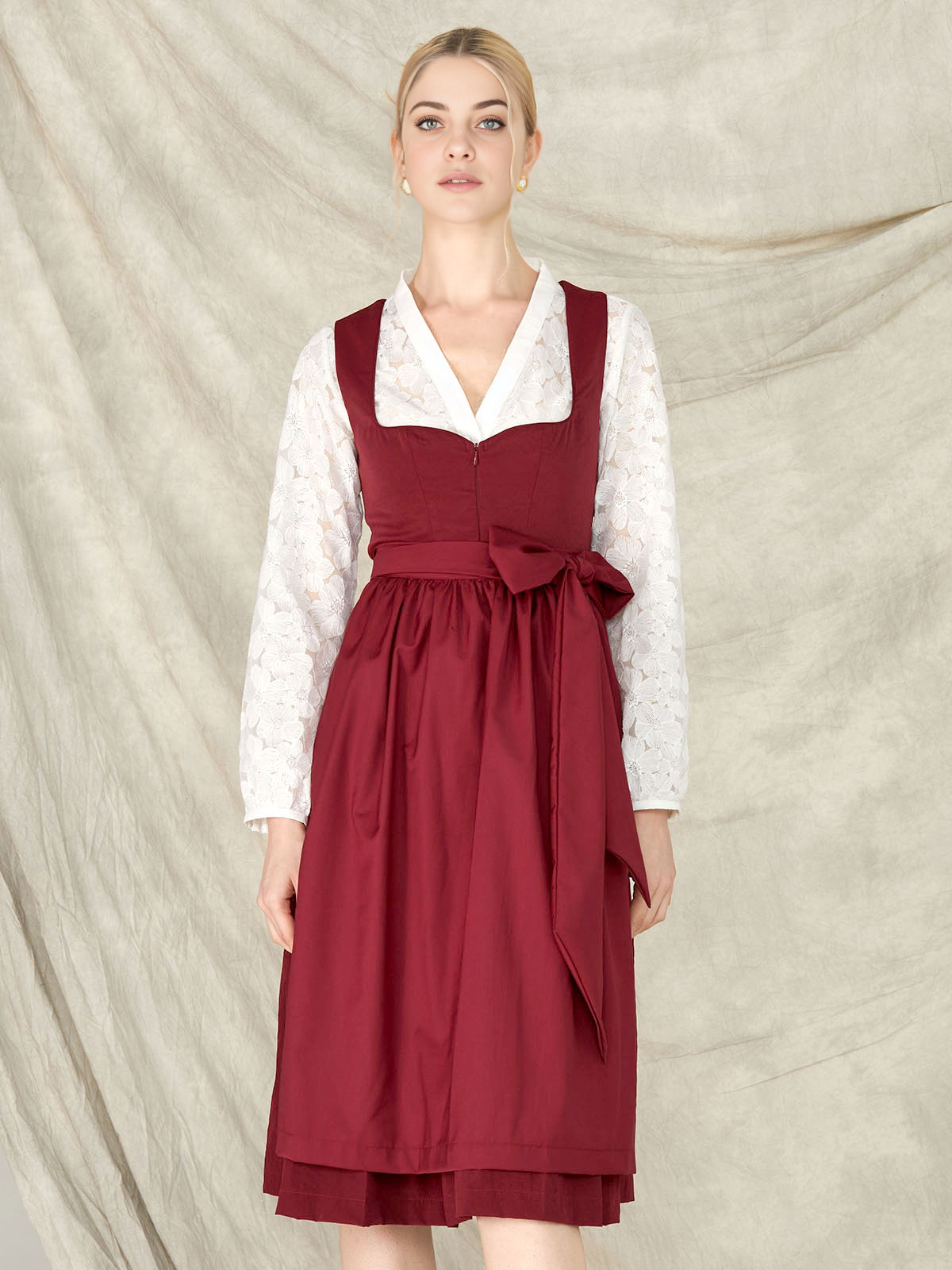 Dirndlbluse Langarm in Rot