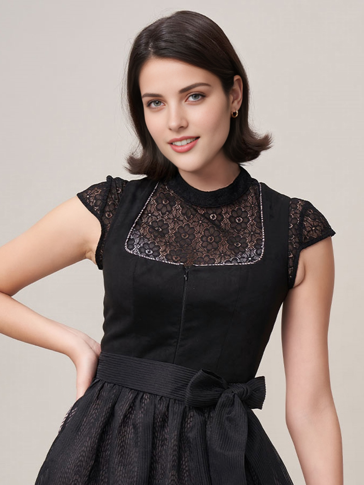 Dirndl aus Samt in Schwarz