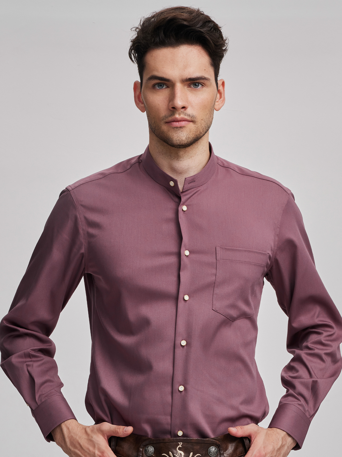 Trachtenbluse Grün in Rosa-Optik